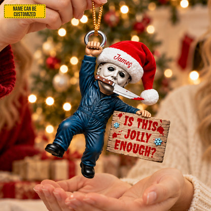 Personalized Michael Myers Christmas Ornament - Funny Halloween Christmas Gift for Horror Fans