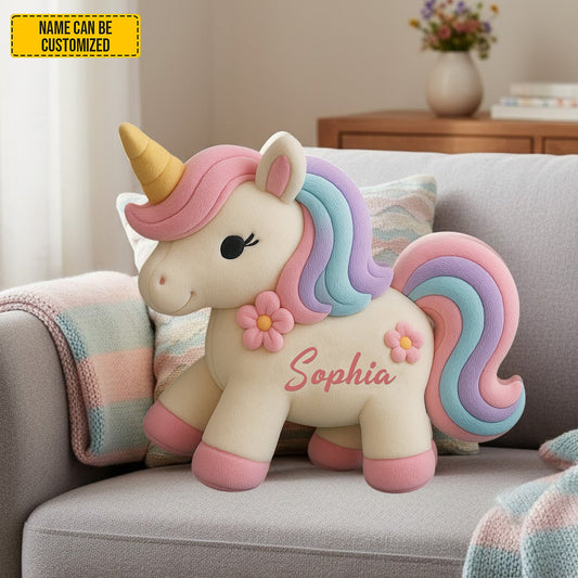Colorful Unicorn - Personalized Unicorn Shaped Pillow