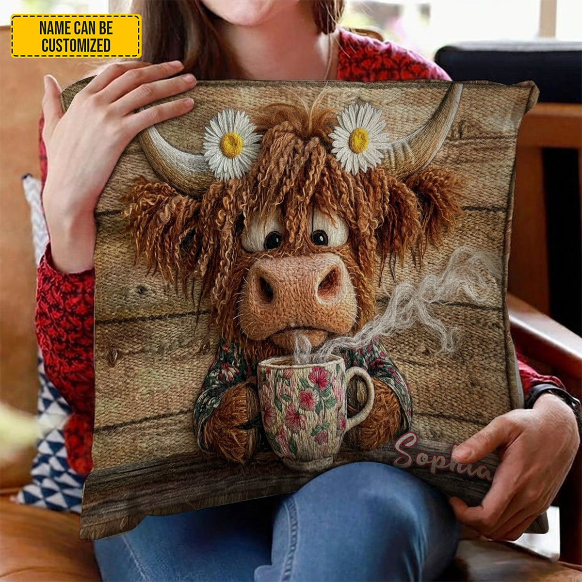 Personalized Highland Cow Pillow