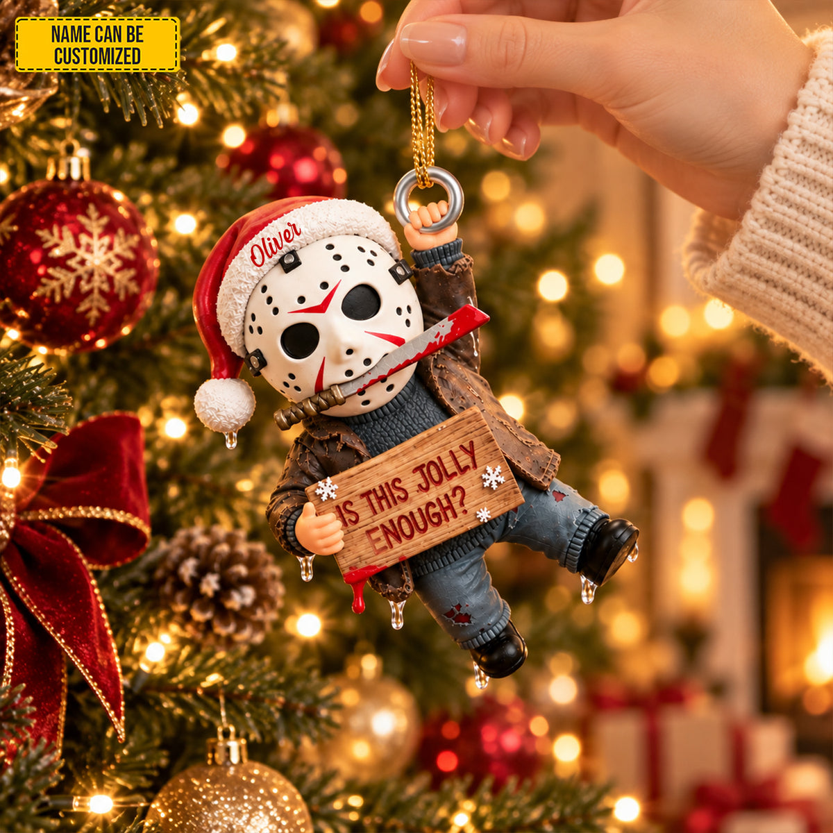Personalized Jason Voorhees Christmas Ornament - Funny Halloween Christmas Gift for Horror Fans