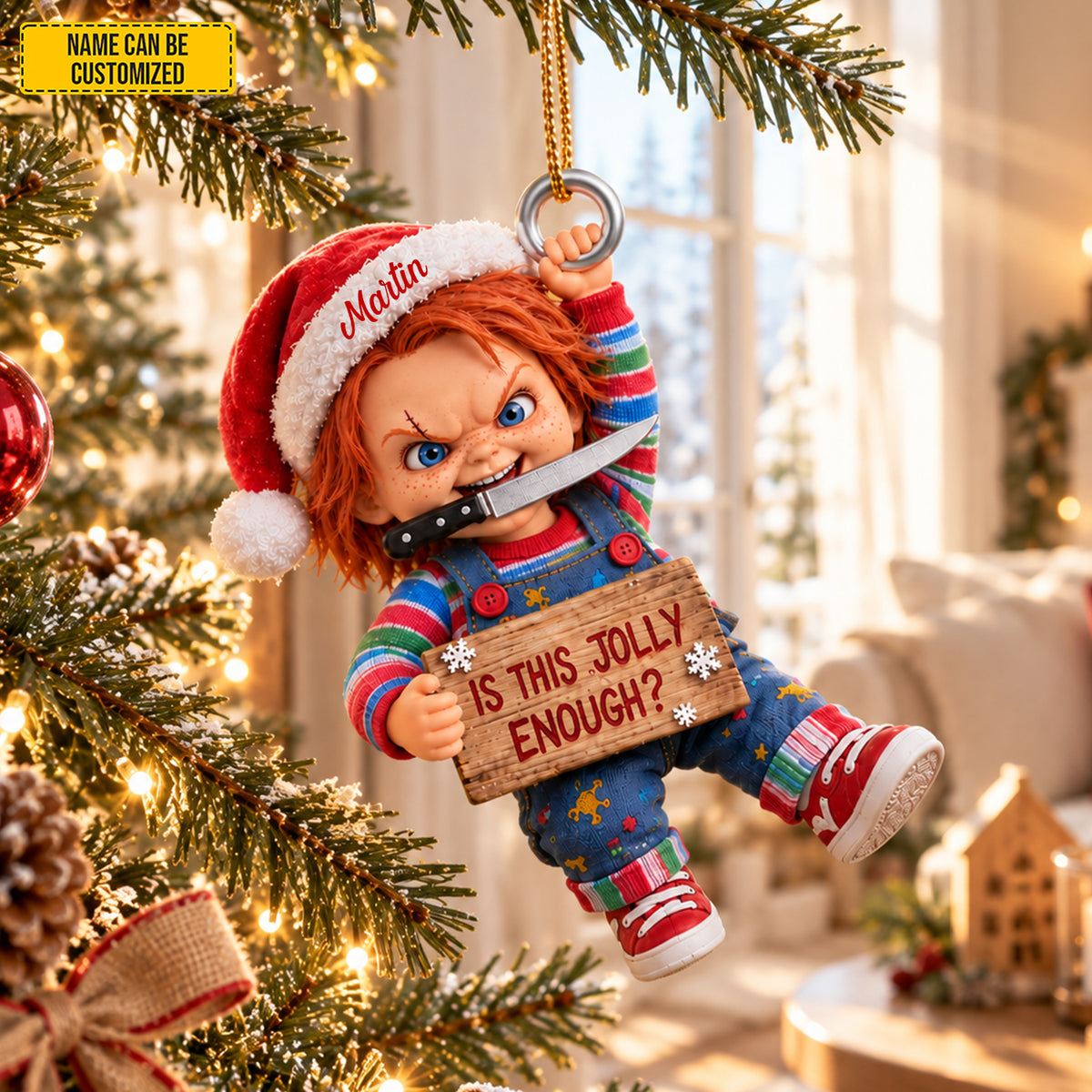 Personalized Chucky Christmas Ornament - Funny Halloween Christmas Gift for Horror Fans
