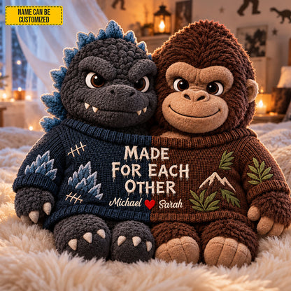 Personalized Godzilla and King Kong Couple Custom Shape Pillow