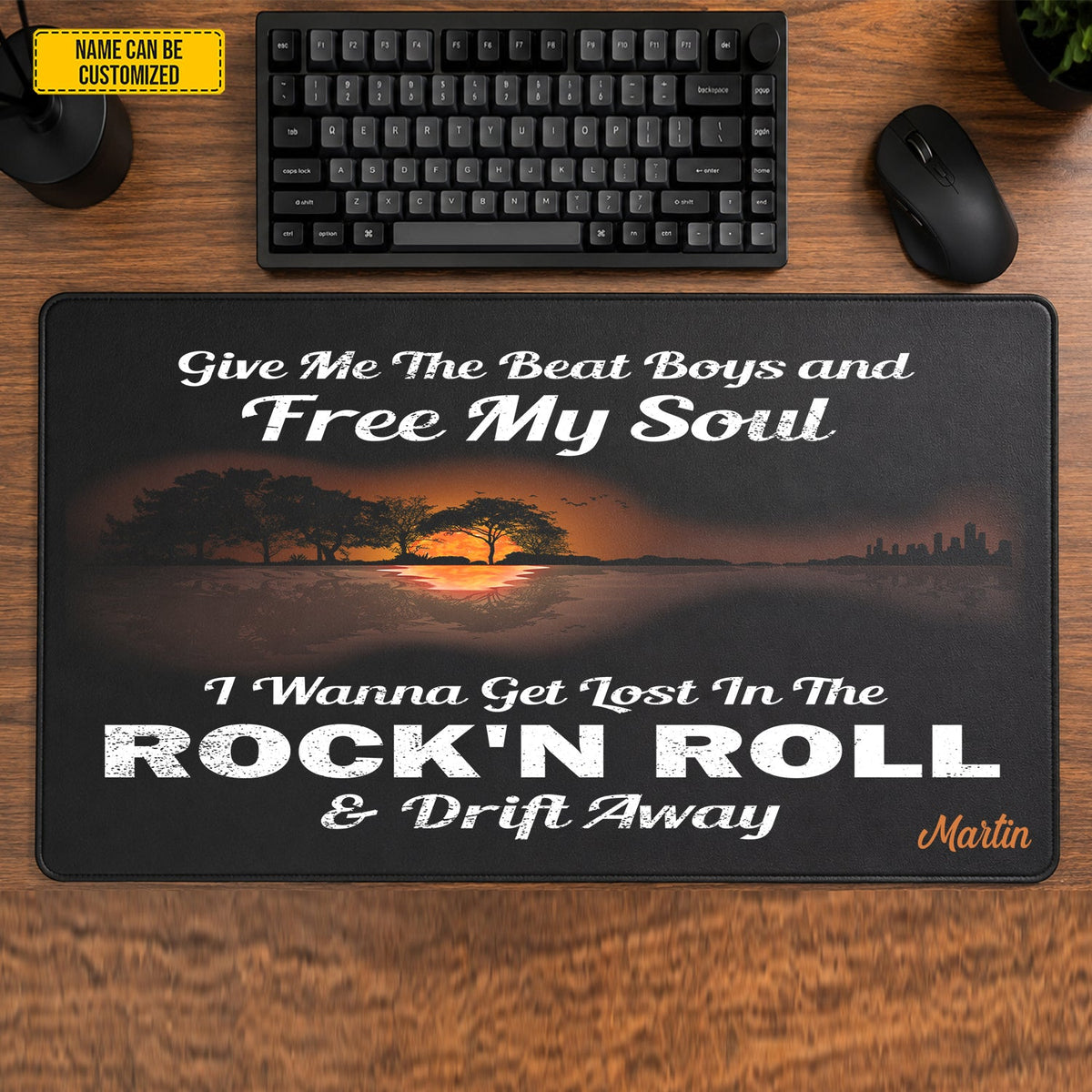 Rock 'N Roll & Drift Away - Personalized Classic Rock Desk Mat
