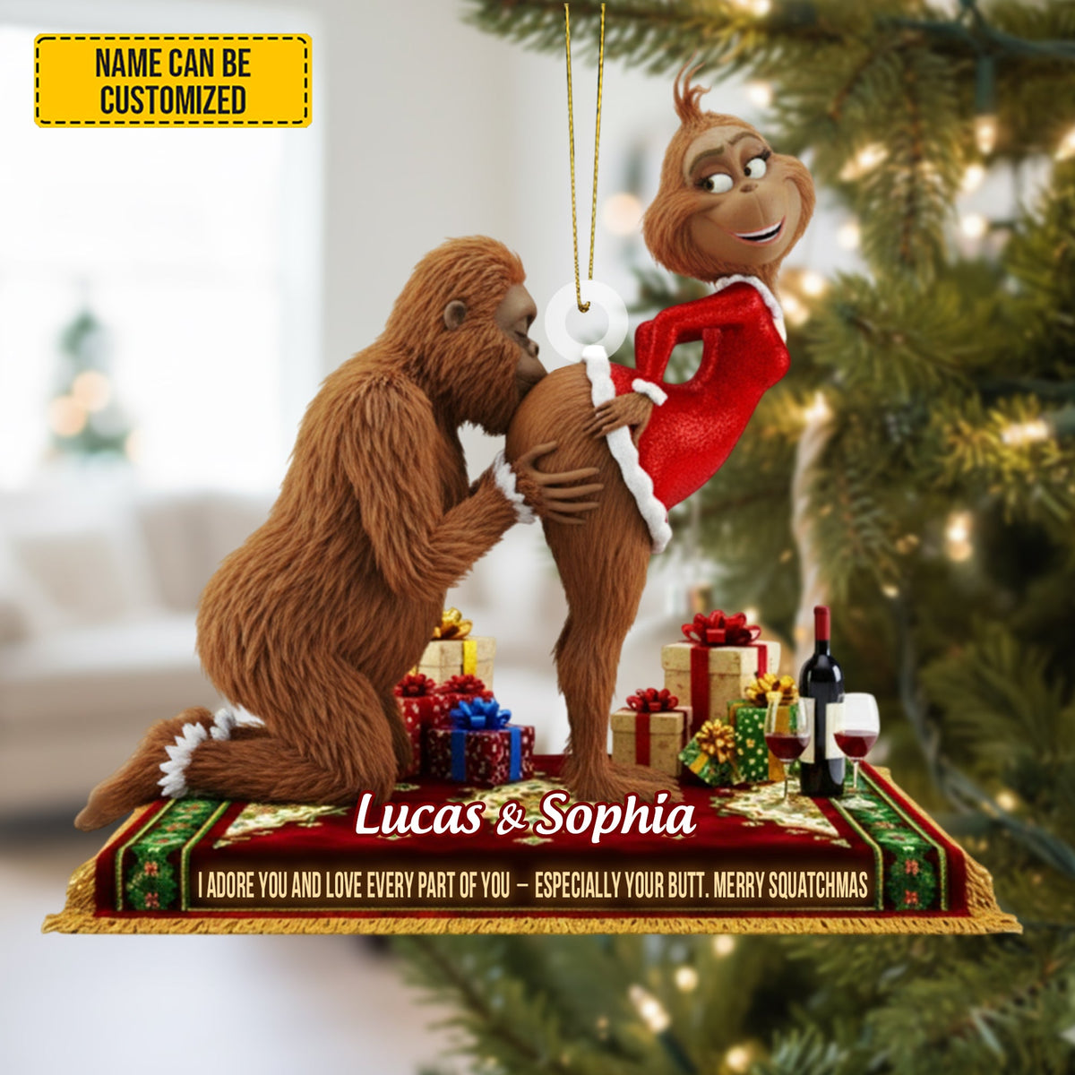 Bigfoot Couple Ornament – Personalized Funny Christmas Gift