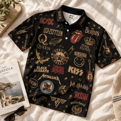 Classic Rock Legends All-Over Print Polo Shirt, Music Lover Gift for Men 2