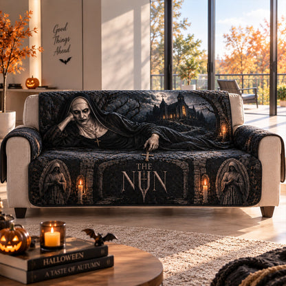 The Nun Valak Horror Sofa Cover – Halloween Horror Quilted Home Decor