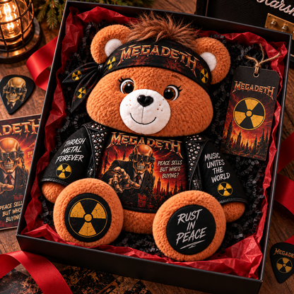 Megadeth Custom Shaped Bear Pillow – Unique Gift for Classic Music Lovers