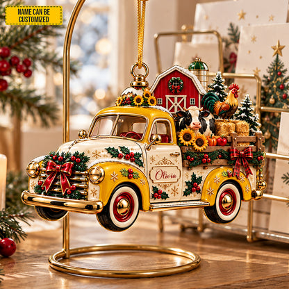 Personalized Christmas Vintage Farm Truck Ornament