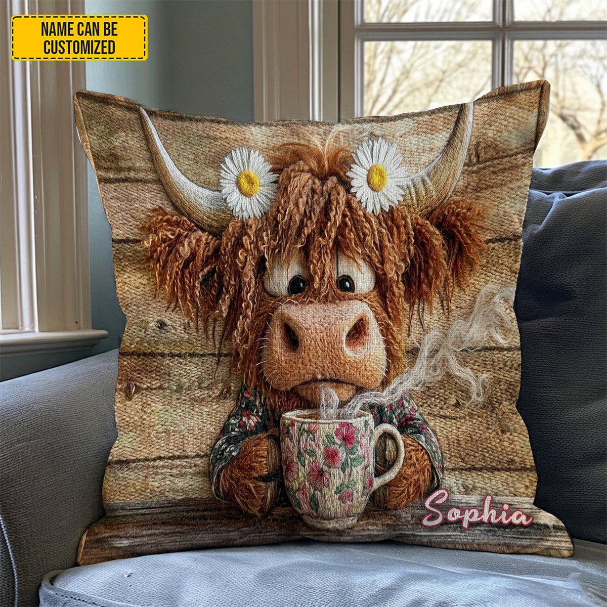 Personalized Highland Cow Pillow