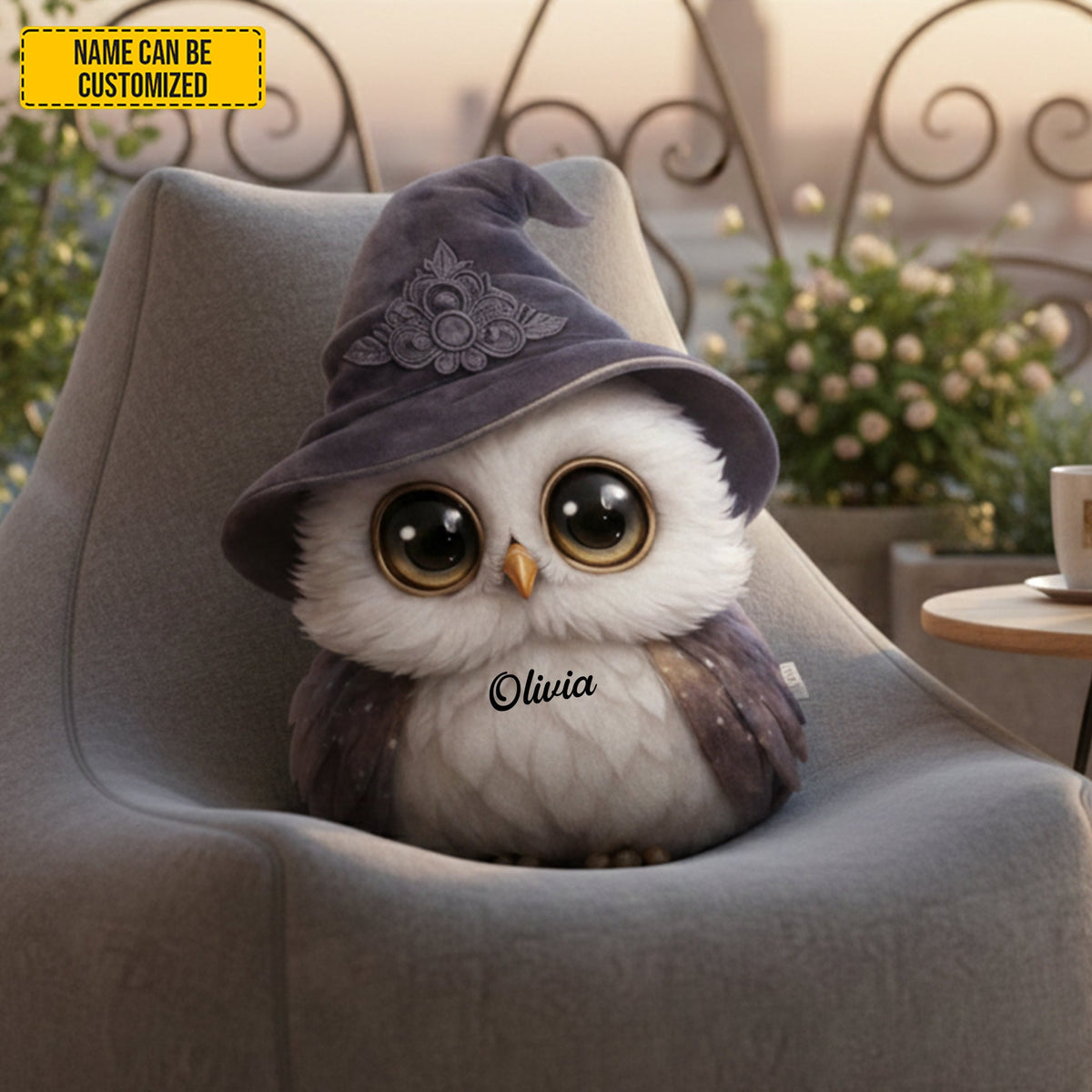 Personalized Cute Owl Witch Custom Shaped Pillow