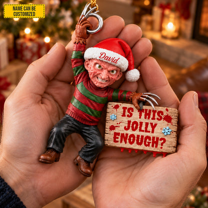 Personalized Freddy Krueger Christmas Ornament - Funny Halloween Christmas Gift for Horror Fans