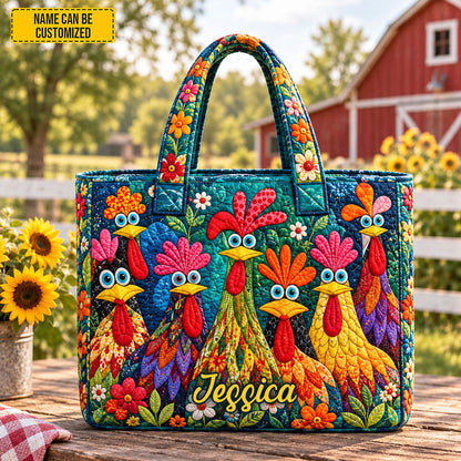Personalized Funny Chicken Quilted Tote Bag
