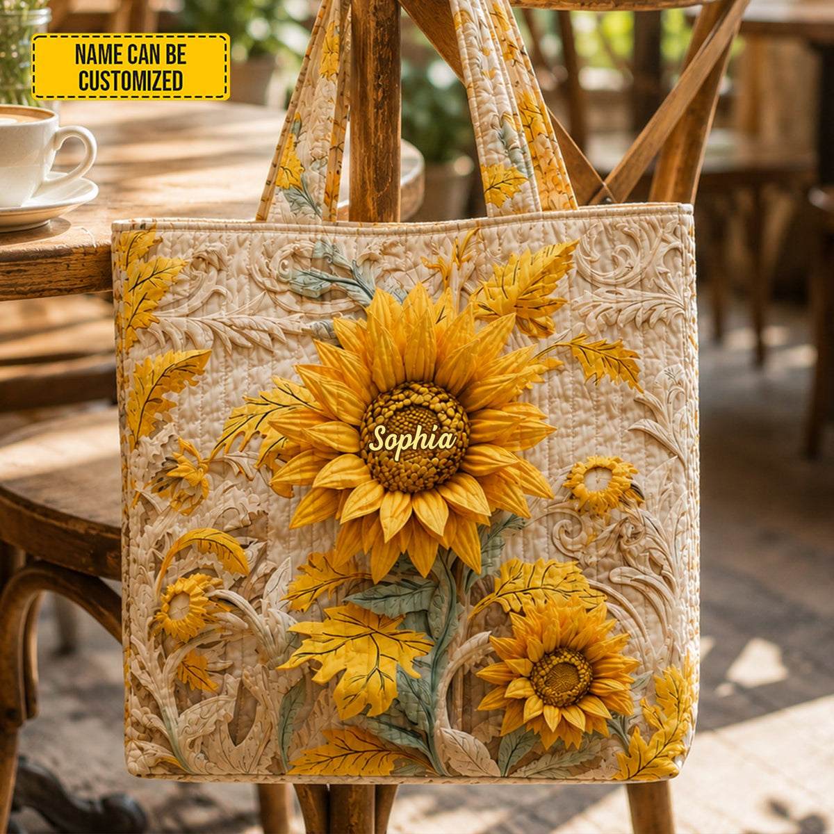 Personalized Sunflower Tote Bag