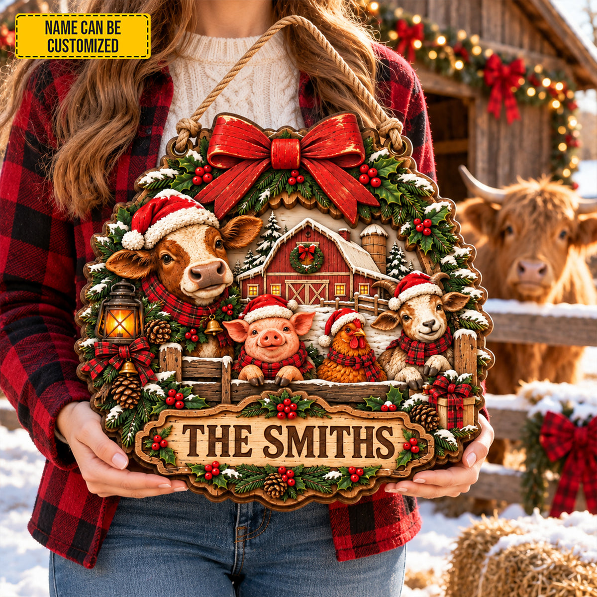 Personalized Christmas Farmhouse Wooden Sign