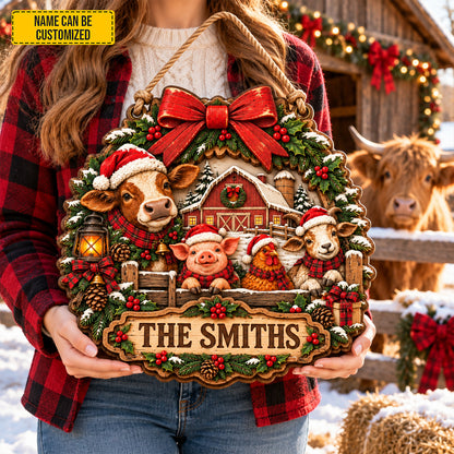 Personalized Christmas Farmhouse Wooden Sign