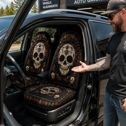 Gothic Skull Car Seat Covers – Gift for Skull Lovers