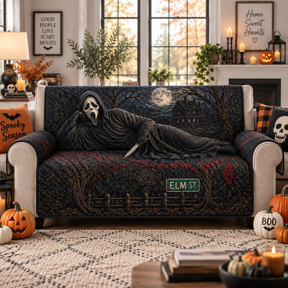 Ghostface Horror Sofa Cover – Halloween Horror Quilted Home Decor