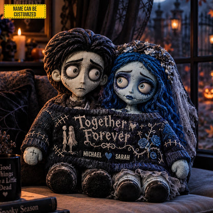 Personalized Together Forever Gothic Couple Dolls Custom Shape Pillow