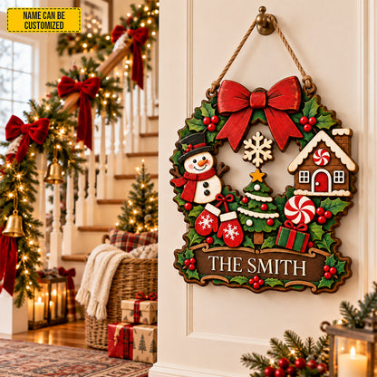 Personalized Christmas Snowman Wooden Sign