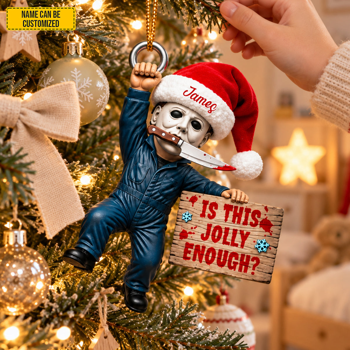 Personalized Michael Myers Christmas Ornament - Funny Halloween Christmas Gift for Horror Fans