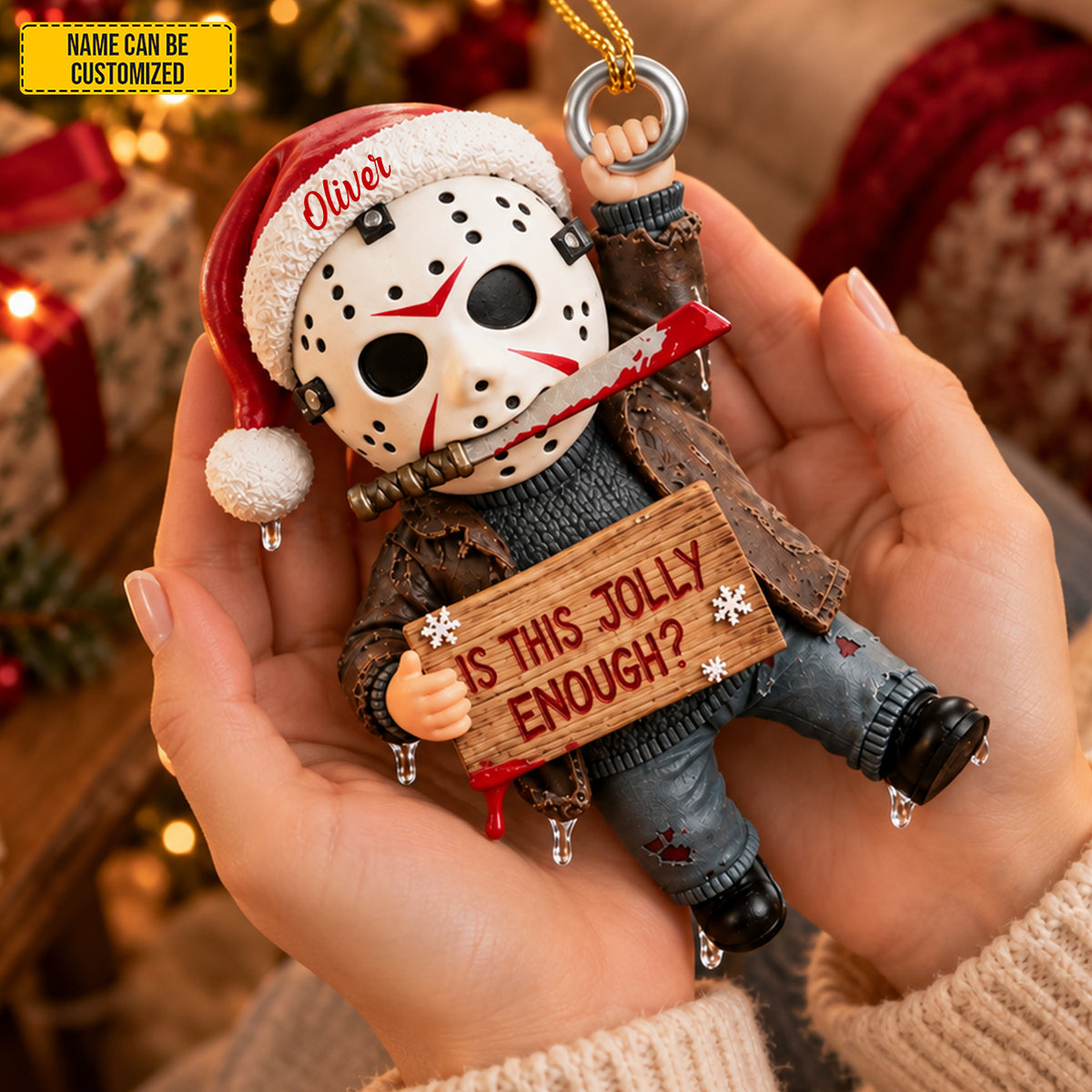 Personalized Jason Voorhees Christmas Ornament - Funny Halloween Christmas Gift for Horror Fans