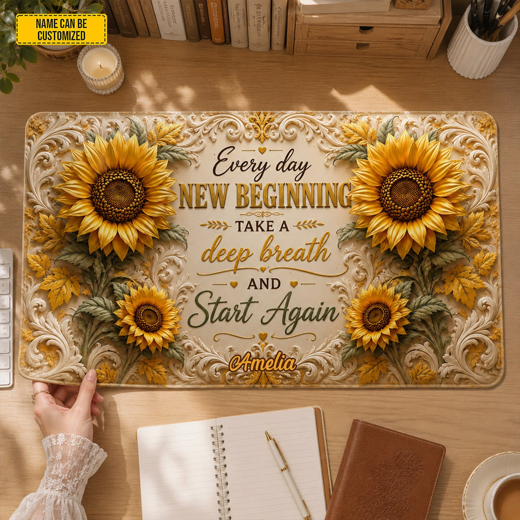 Sunflower New Beginnings - Personalized Desk Mat