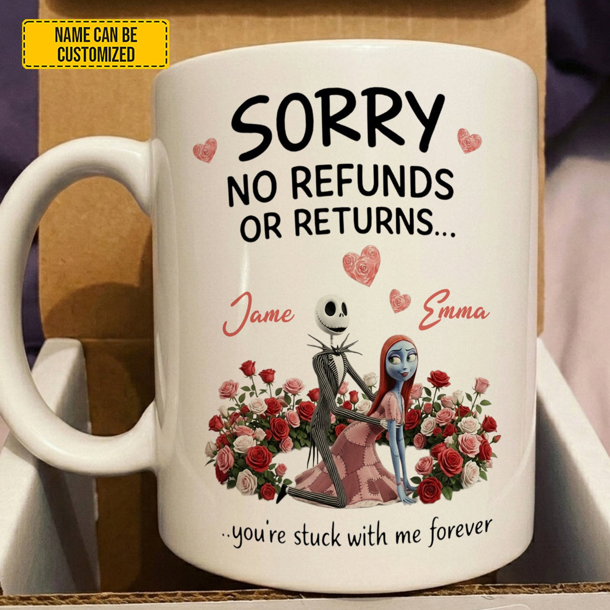 No Refunds - Personalized Couple White Mug