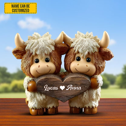 Cute Highland Cow Couple - Personalized Custom Shaped Acrylic Plaque