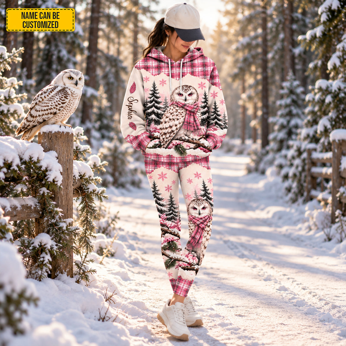 Snowy Owl - Personalized Christmas Hoodie and Leggings Set Version 2