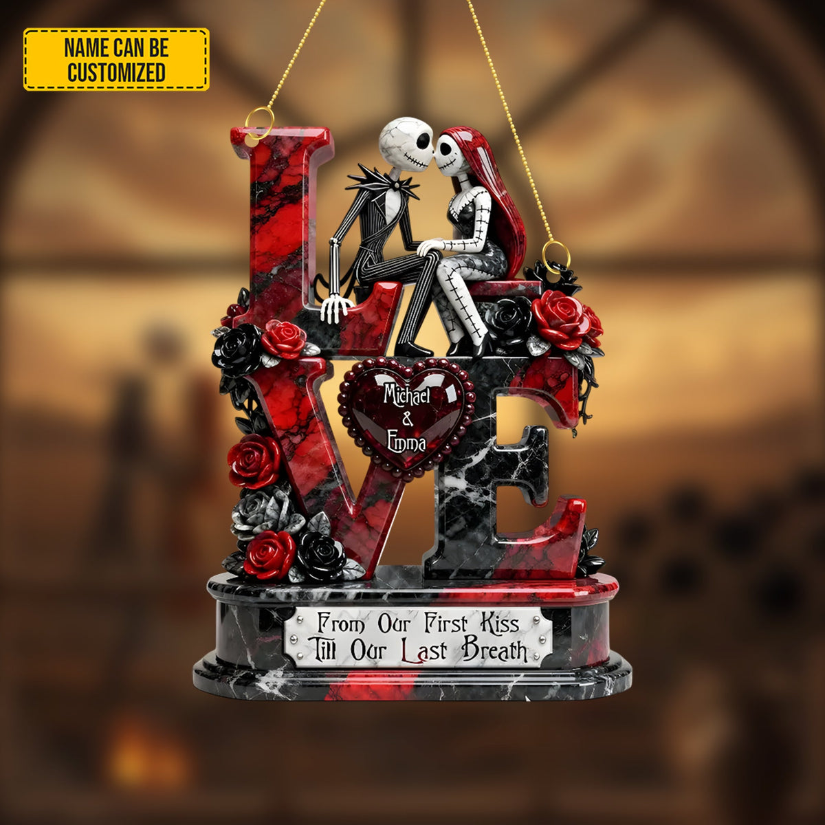 Personalized Gothic Skull Couple Acrylic Window