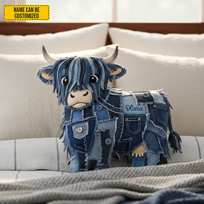 Personalized Denim Cow Shaped Pillow