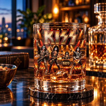 Rock and Roll All Nite – KISS Band Inspired Whiskey Glass