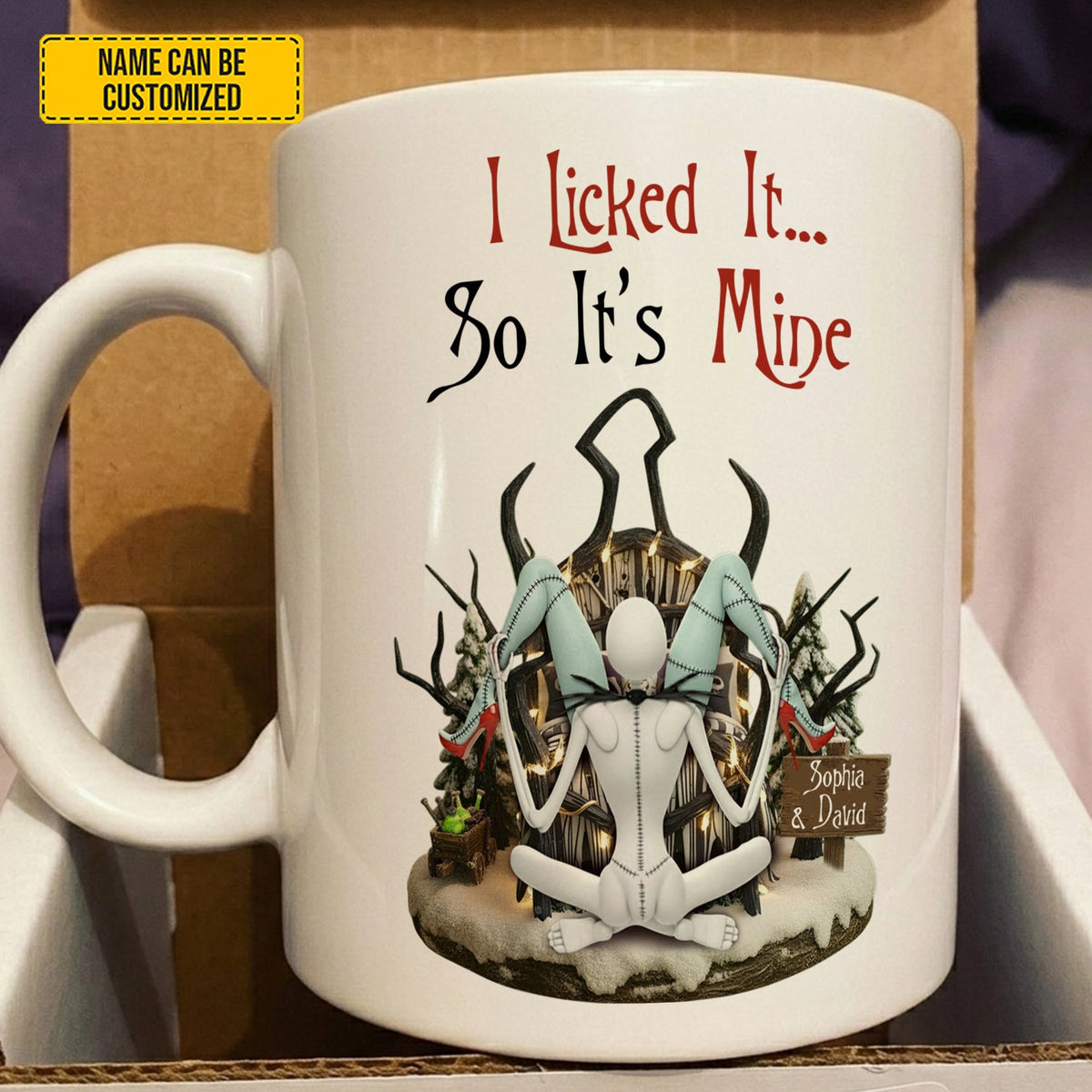 I Licked It - Personalized Couple Gothic White Mug