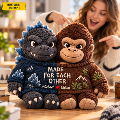 Personalized Godzilla and King Kong Couple Custom Shape Pillow