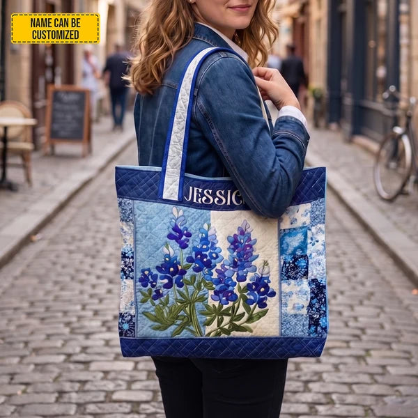 Personalized Beautiful Lavender Quilted Tote Bag