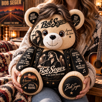 Bob Seger Custom Shaped Bear Pillow – Unique Gift for Bob Seger Fans & Classic Rock Lovers