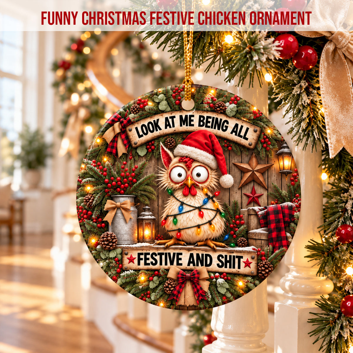 Look At Me - Funny Christmas Chicken Ornament