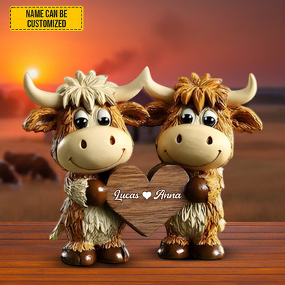 Cute Highland Cow Couple - Personalized Custom Shaped Acrylic Plaque