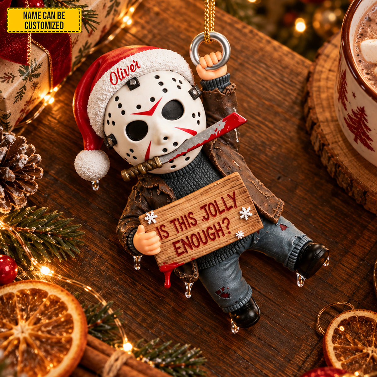 Personalized Jason Voorhees Christmas Ornament - Funny Halloween Christmas Gift for Horror Fans