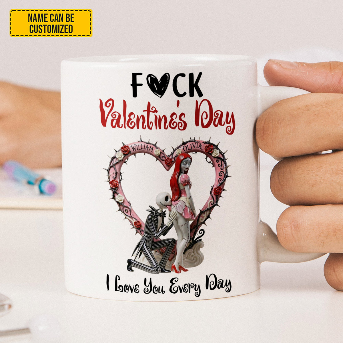 I Love You Every Day - Personalized Couple White Mug