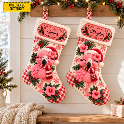Personalized Christmas Flamingo Stocking