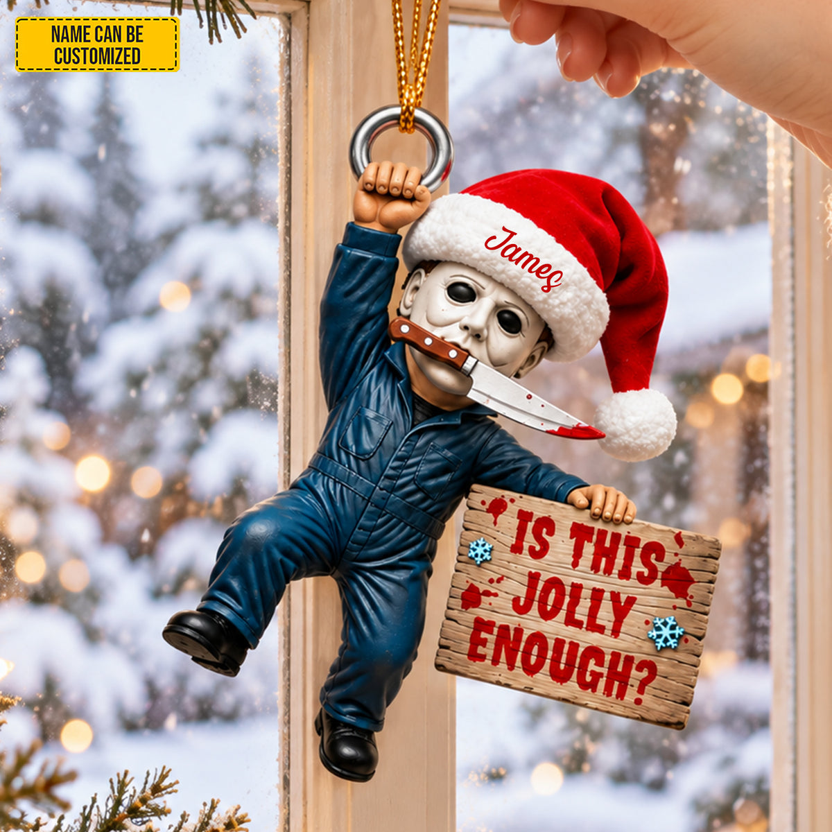 Personalized Michael Myers Christmas Ornament - Funny Halloween Christmas Gift for Horror Fans