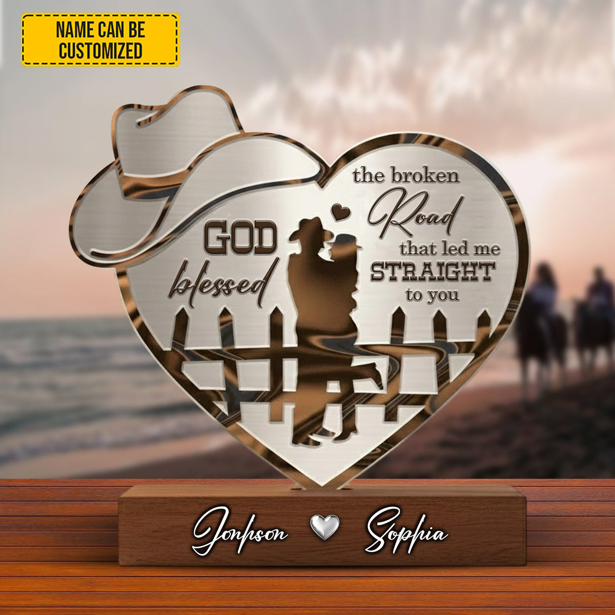 God Blessed The Broken Road - Personalized Horse Couple Acrylic Plaque