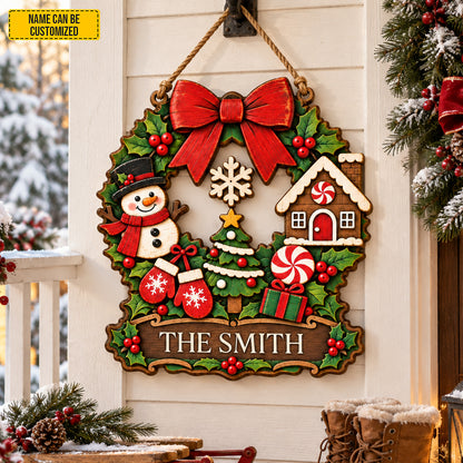 Personalized Christmas Snowman Wooden Sign