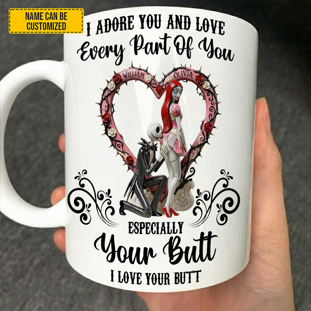 I Love Your Butt - Personalized Couple White Mug