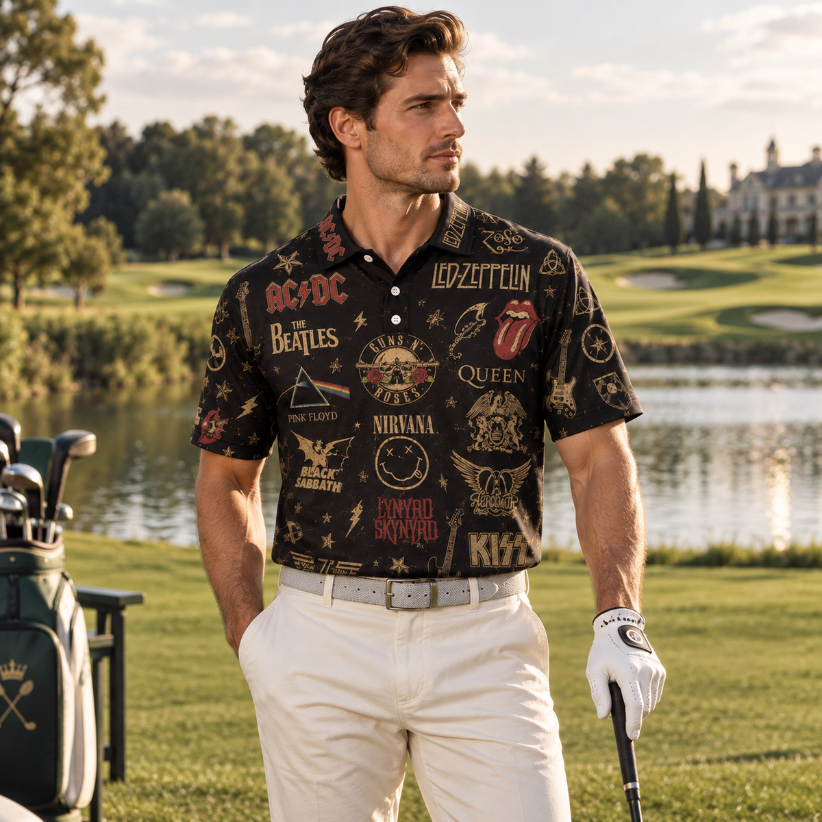 Classic Rock Legends All-Over Print Polo Shirt, Music Lover Gift for Men