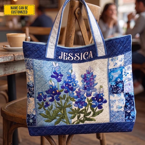 Personalized Beautiful Lavender Quilted Tote Bag