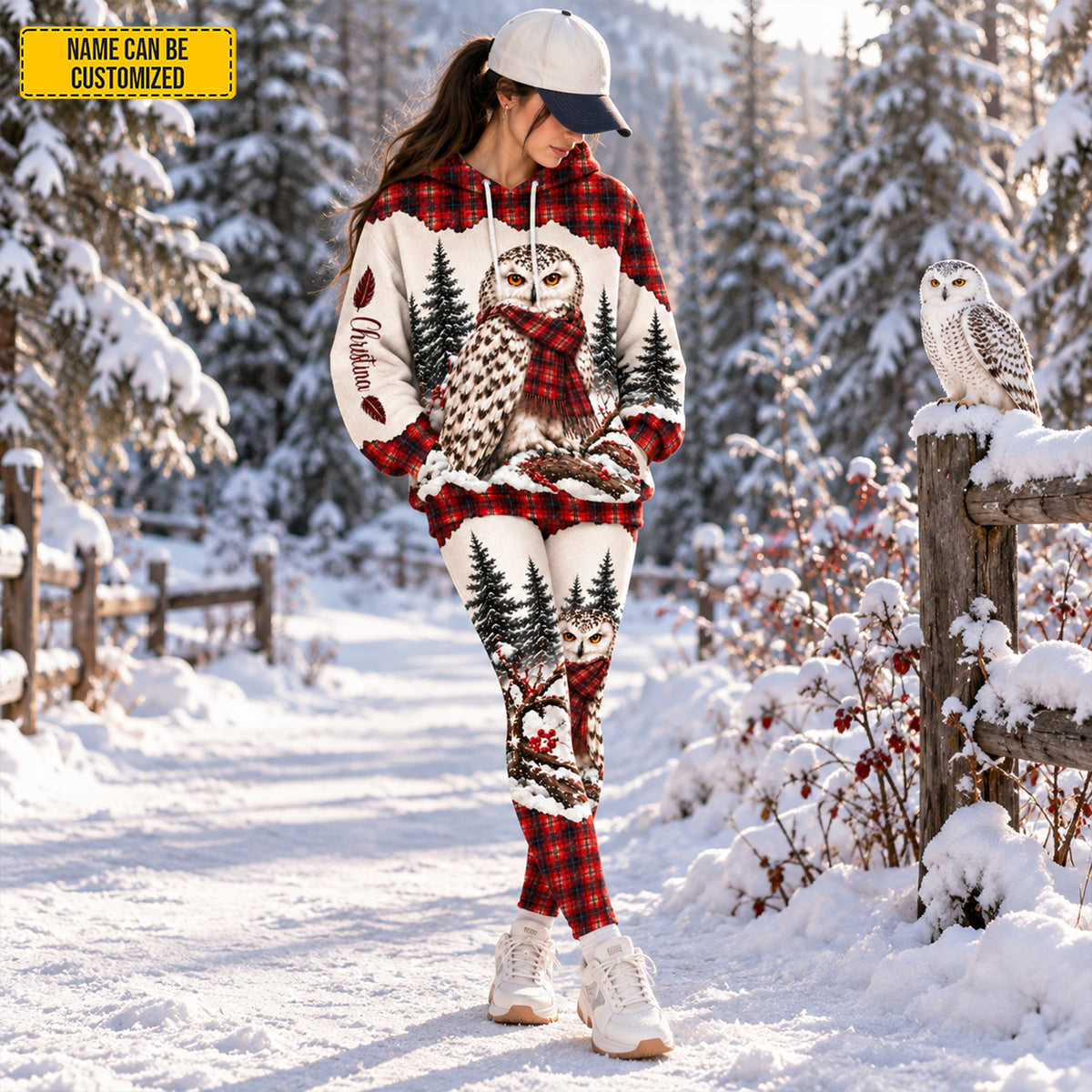 Snowy Owl - Personalized Christmas Hoodie and Leggings Set
