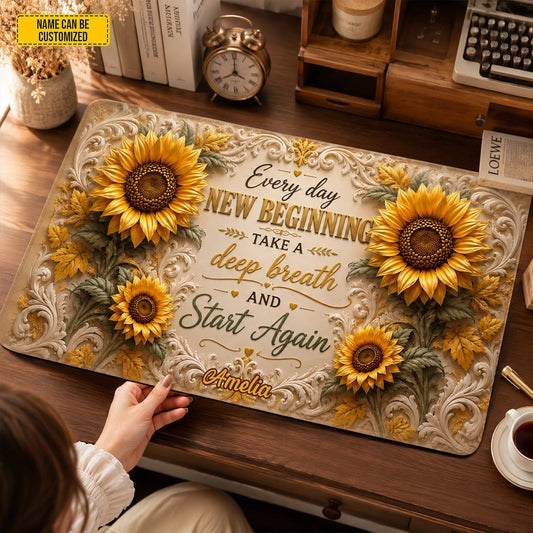 Sunflower New Beginnings - Personalized Desk Mat