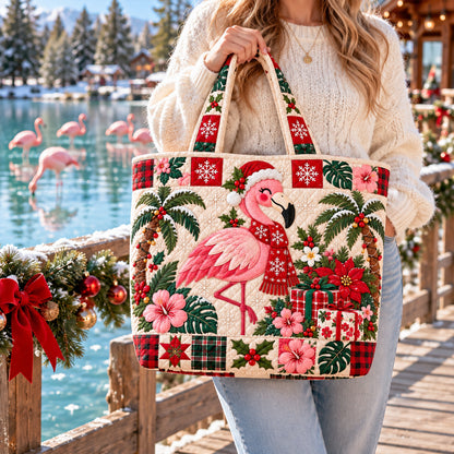 Christmas Flamingo Tote Bag